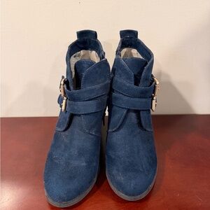 Restricted Navy Suede Wedges